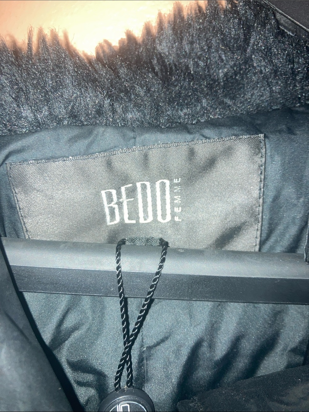 Black Quilted Puffer Jacket with Faux Fur Hood - Picture 2 of 5